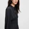 Gathered-detail mini dress in crinkle satin