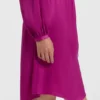 Gathered-detail mini dress in crinkle satin