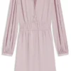 Gathered-detail mini dress in crinkle satin