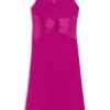 Gathered-front dress in crinkle satin