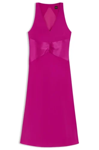 Gathered-front dress in crinkle satin