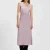 Gathered-front dress in crinkle satin