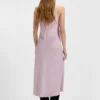 Gathered-front dress in crinkle satin