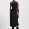 Gathered-front dress in crinkle satin
