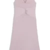 Gathered-front dress in crinkle satin