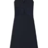 Gathered-front dress in crinkle satin