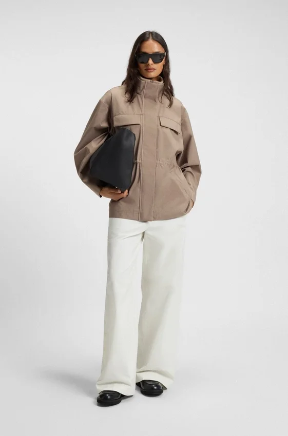 Gathered-waist jacket with water-repellent finish Gathered-waist jacket with water-repellent finish
