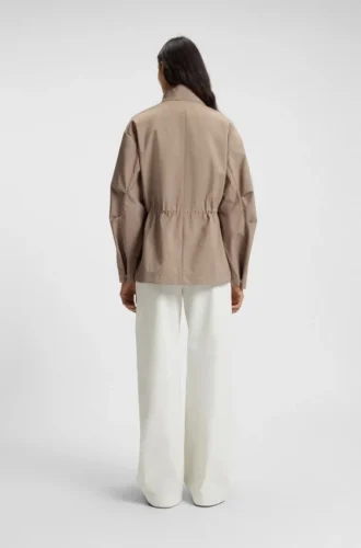 Gathered-waist jacket with water-repellent finish