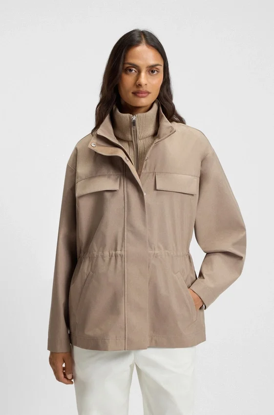 Gathered-waist jacket with water-repellent finish Gathered-waist jacket with water-repellent finish
