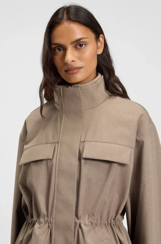 Gathered-waist jacket with water-repellent finish Gathered-waist jacket with water-repellent finish