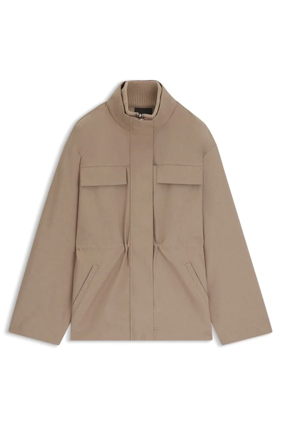 Gathered-waist jacket with water-repellent finish Gathered-waist jacket with water-repellent finish