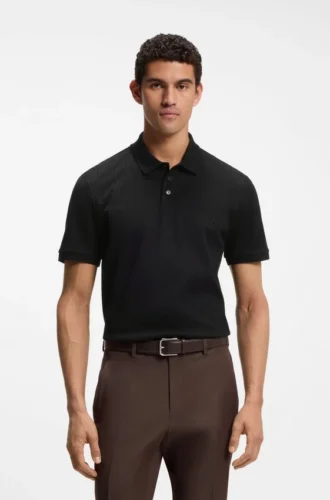 Geometric-jacquard polo shirt in cotton