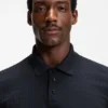 Geometric-jacquard polo shirt in cotton