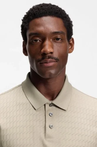 Geometric-jacquard polo shirt in cotton