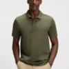 Geometric-jacquard polo shirt in mercerised cotton
