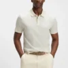 Geometric-jacquard polo shirt in mercerised cotton