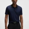 Geometric-jacquard polo shirt in mercerised cotton