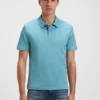 Geometric-jacquard polo shirt in mercerised cotton