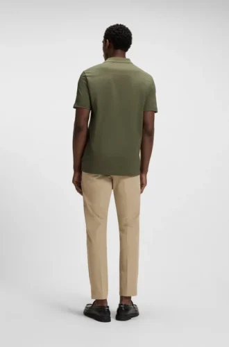 Geometric-jacquard polo shirt in mercerised cotton