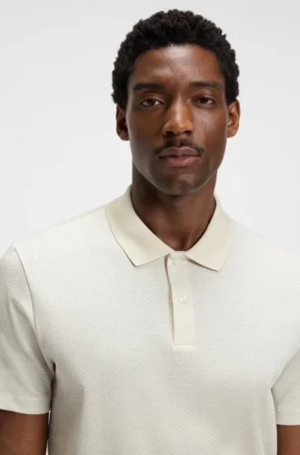 Geometric-jacquard polo shirt in mercerised cotton