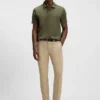 Geometric-jacquard polo shirt in mercerised cotton