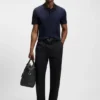 Geometric-jacquard polo shirt in mercerised cotton
