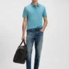 Geometric-jacquard polo shirt in mercerised cotton