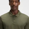 Geometric-jacquard polo shirt in mercerised cotton