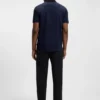 Geometric-jacquard polo shirt in mercerised cotton