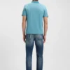 Geometric-jacquard polo shirt in mercerised cotton