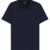 Geometric-jacquard polo shirt in mercerised cotton