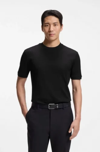 Geometric-jacquard T-shirt in cotton