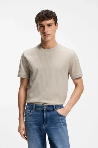 Geometric-jacquard T-shirt in cotton
