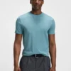 Geometric-jacquard T-shirt in mercerised cotton