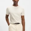 Geometric-jacquard T-shirt in mercerised cotton