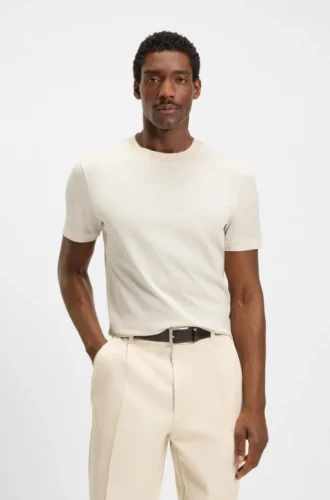 Geometric-jacquard T-shirt in mercerised cotton