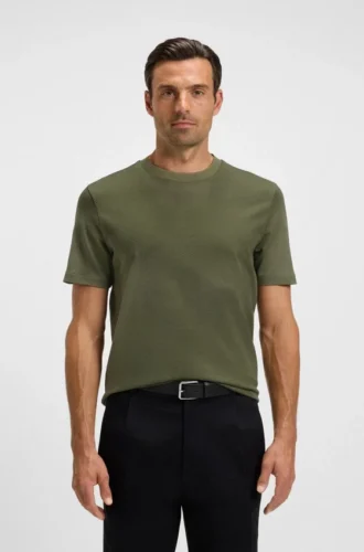 Geometric-jacquard T-shirt in mercerised cotton