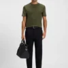 Geometric-jacquard T-shirt in mercerised cotton