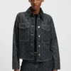 Geometric-print jacket in rigid denim