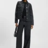 Geometric-print jacket in rigid denim