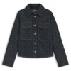 Geometric-print jacket in rigid denim