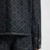 Geometric-print jacket in rigid denim