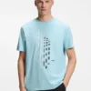 Geometric-print T-shirt in stretch cotton