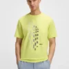 Geometric-print T-shirt in stretch cotton