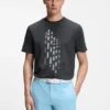 Geometric-print T-shirt in stretch cotton