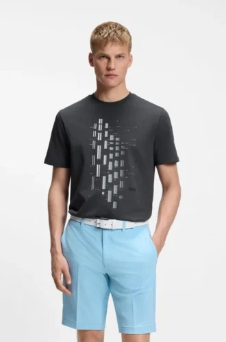 Geometric-print T-shirt in stretch cotton Geometric-print T-shirt in stretch cotton