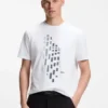 Geometric-print T-shirt in stretch cotton