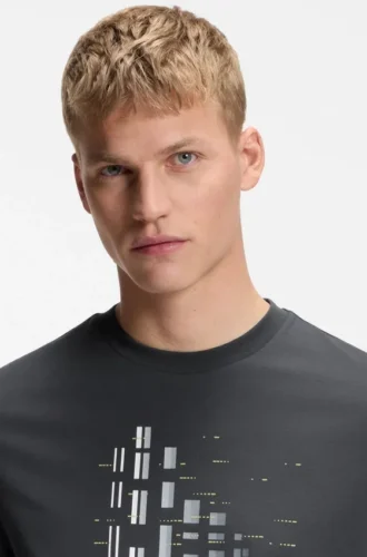 Geometric-print T-shirt in stretch cotton Geometric-print T-shirt in stretch cotton