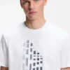 Geometric-print T-shirt in stretch cotton