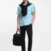 Geometric-print T-shirt in stretch cotton